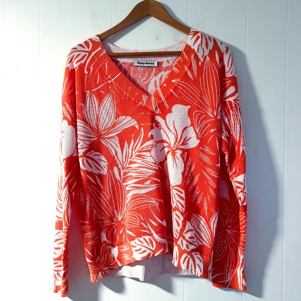 🌺Tommy Bahama Open Knit Tropical Print Summer Sweater🌺